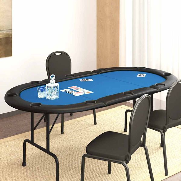 Table de poker pliable 10 joueurs Bleu