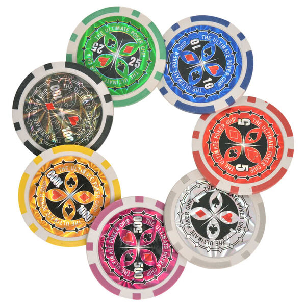Jeu de Poker/Blackjack mixte avec 600 jetons Laser Aluminium